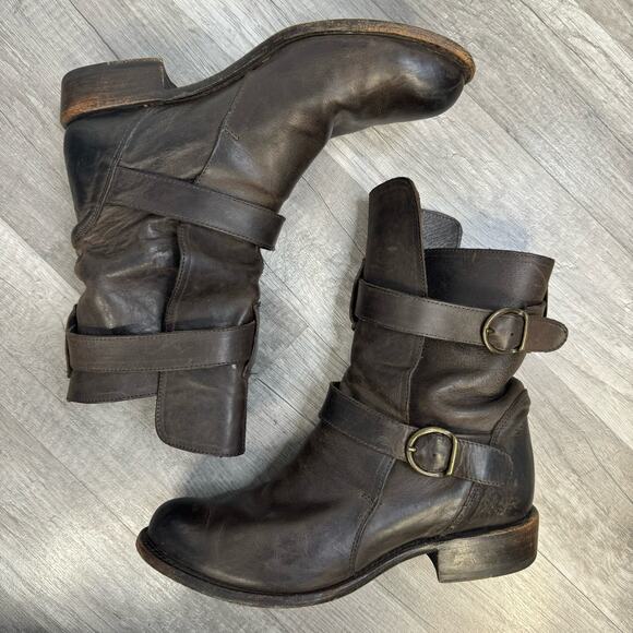 Sonora Burnished Brown Leather Brooklyn Ruina Moro Short Moto Boots Size 8 1/2 B - Picture 2 of 9